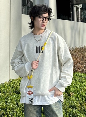 压胶三条杠ESSENTLAIS FOGESS2025卫衣圆领男女秋冬高街美式上衣