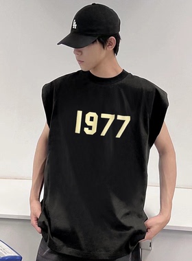 ESSENTLAIS FOGESS2025背心男无袖坎袖马甲纯棉美式潮牌1977上衣