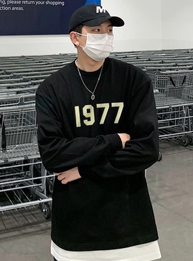 ESSENTLAIS FOGESS2026长袖男女嘻哈高街春秋植绒1977t恤纯棉体恤