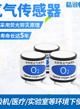 荧光光学气无铅氧气传感器气体浓度测试氧气O2荧光法氧气传感器