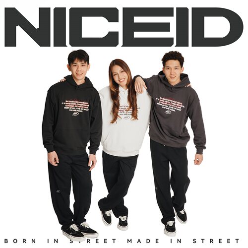 NICEID NICE发泡字母绣花运动卫衣毛圈男女春秋休闲宽松连帽套头