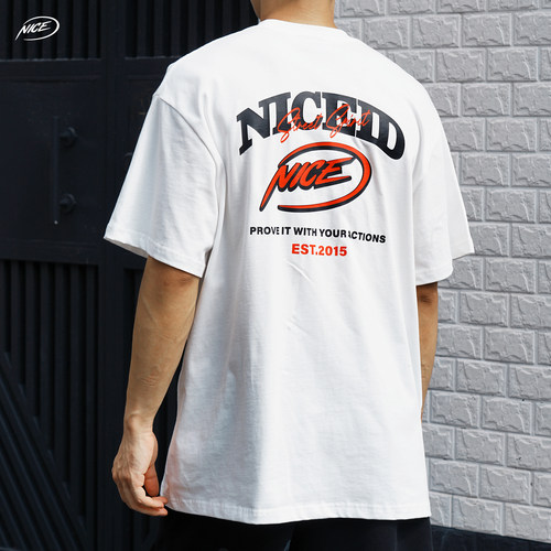 NICEID NICE 圆领运动美式T恤百搭潮流宽松小领口篮球短袖男女