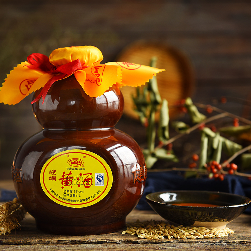 甘肃名酒特产平凉正宗崆峒黄酒粮食白酒传统半甜 2斤坛装
