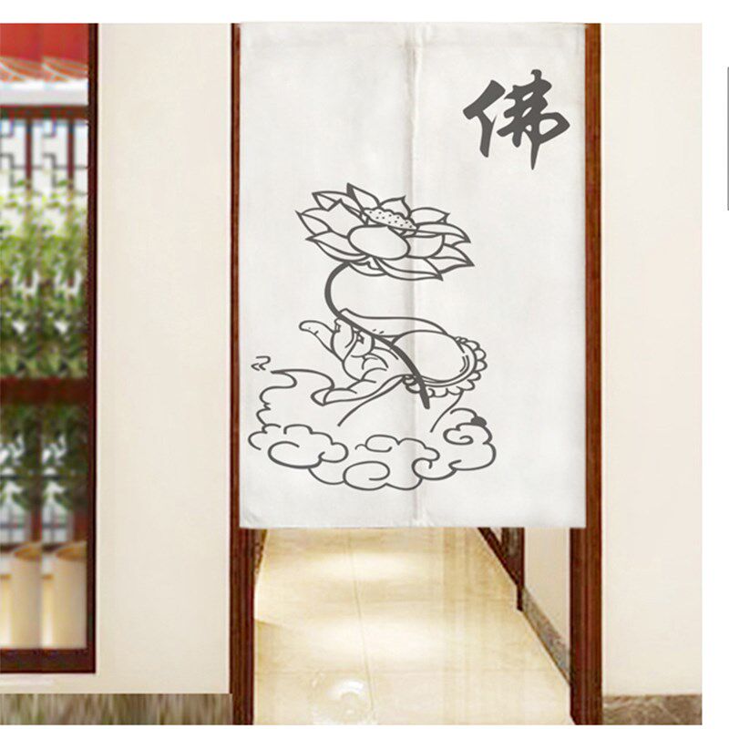 佛系门帘禅意风水过道中式古典隔布帘客厅挂帘开运佛堂莲花隔断帘在类目 居家布艺, 窗帘门帘及配件, 门帘中 - 来自Buy2taobao.com提供专业的淘宝代购服务