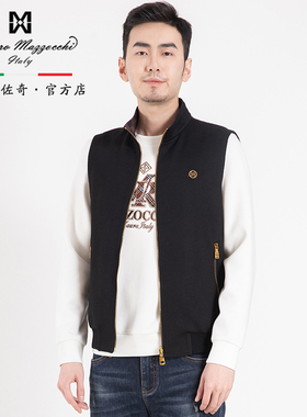 玛路男装/MAURO秋冬耐皱柔软/春秋双面穿立领针织背心MK317001