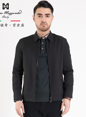 玛路男装/MAURO秋冬简洁纯色休闲商务翻领茄克/弹力滑爽MJ362001