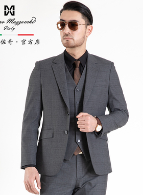 玛路男装/MAURO秋冬经典格纹休闲时尚西服/吸湿抗皱MJ310002
