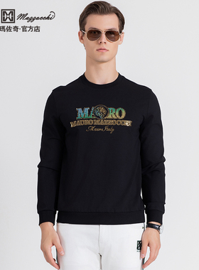 玛路男装/MAURO春夏柔软吸湿/高周波工艺休闲长袖圆领T恤ML132003