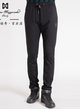 玛路男装/MAURO吸湿透气/松紧腰图案刺绣款针织直筒长裤MK452003