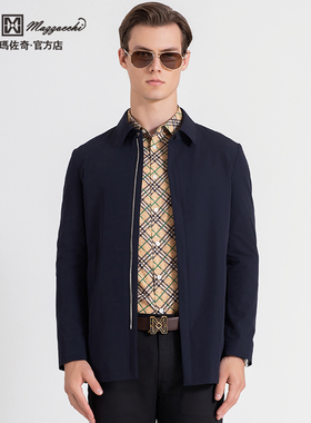 玛路男装/MAURO春夏顺滑简洁/简洁休闲翻领中长风衣外套ML163001