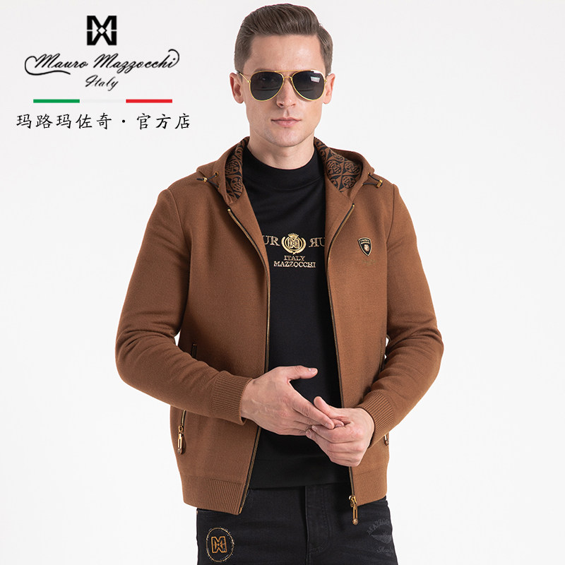 玛路男装/mauro秋冬休闲时尚/横机羊毛舒适连帽夹克外套mh362331