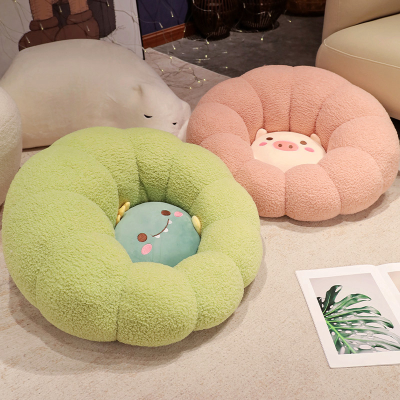泰迪绒南瓜儿童小沙发座椅垫卧室幼儿园男女孩宝宝阅读区飘窗坐垫