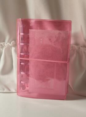 A7粉紫色芭蕾风活页本卡册活页壳手账收纳迷你便携小卡收纳手账