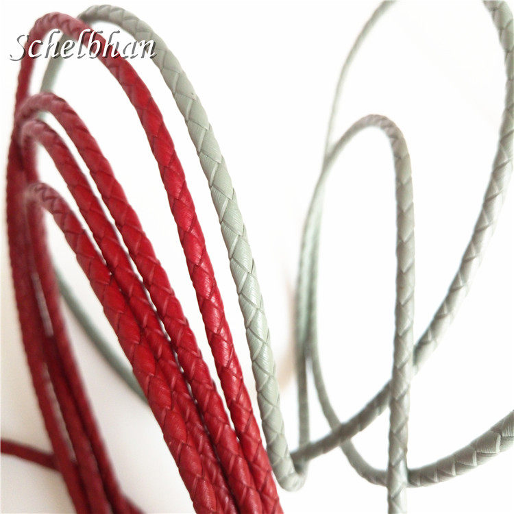 4mm 1M编织牛皮绳子手工DIY珠宝饰品环保材料配件真皮绳男女款