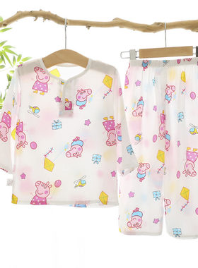 夏季儿童纯棉绸睡衣宝宝家居服