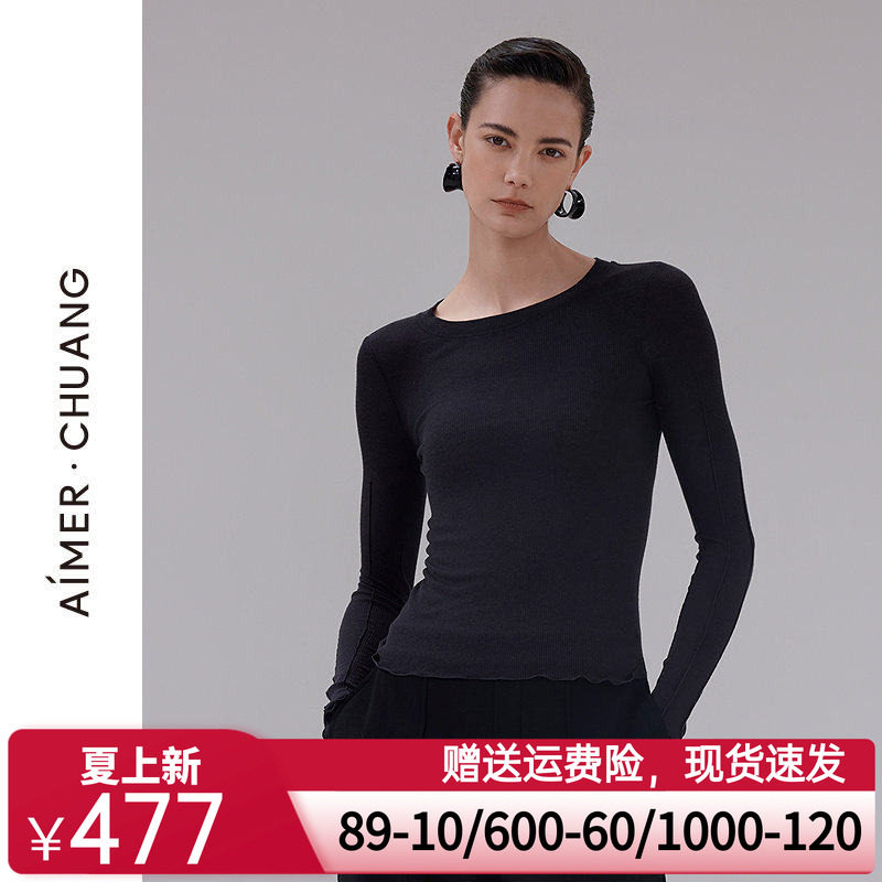 爱慕·CHUANG馈然6秋冬保暖女含羊毛圆领长袖打底上衣CA721862