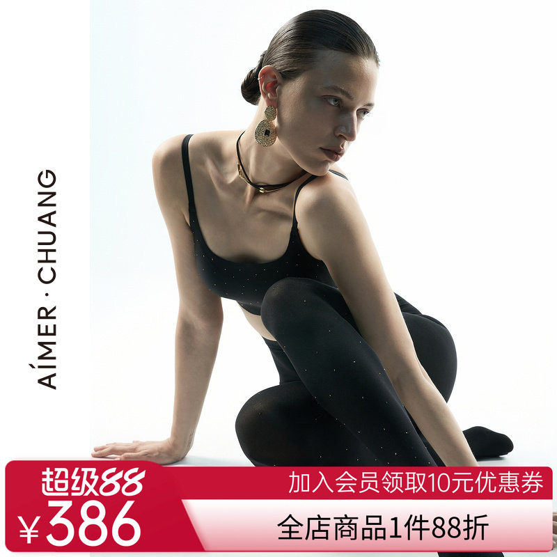 爱慕·CHUANG瑶光女士秋冬抗静电烫钻连脚打底袜CA941411