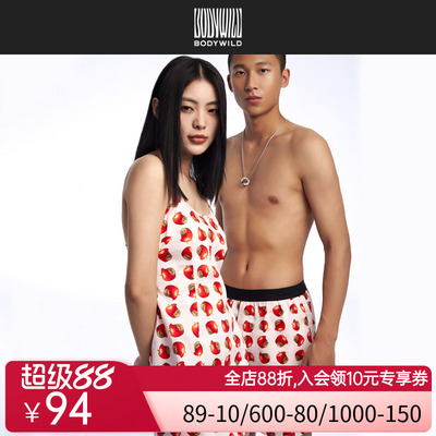 BODY WILD2024新款禁果印花宽松阿罗裤纯棉男女同款情侣ZBN42US1A