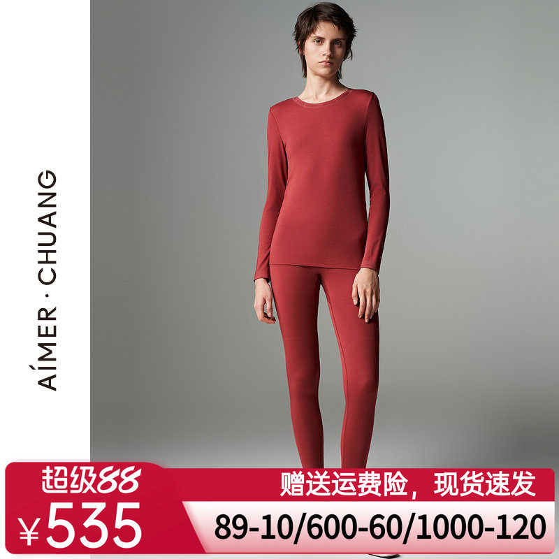 【奶皮衣】爱慕·CHUANG保暖内衣女秋冬红圆领/小高领上衣/保暖裤