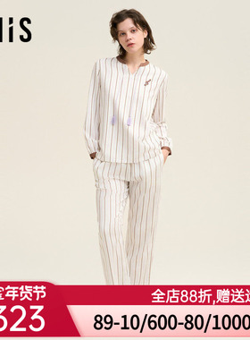 爱美丽海上钢琴师棉缎纹立领套头长袖上衣长裤套装  IM46BUE1