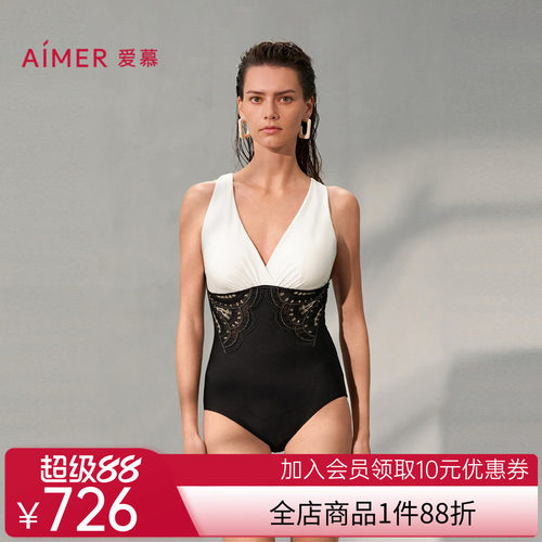 爱慕繁华之上女士夏季沙滩海边游泳性感深V连体泳衣AM689741