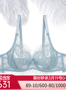 兰卡文秘密恋歌蕾丝4/4薄杯文胸大胸显小内衣LC13DP1