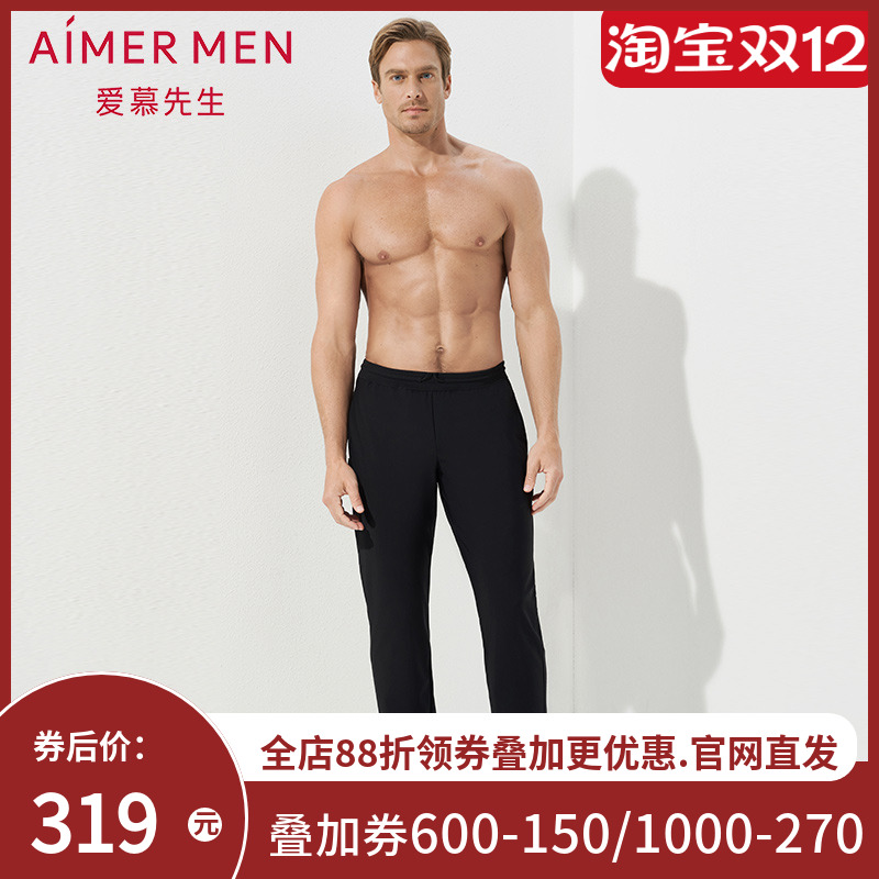 aimer men爱慕先生酷感运动中绒收口长裤NS63C841
