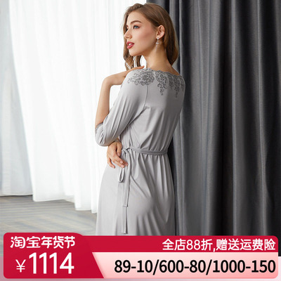 【新品】LACLOVER兰卡文Lovestory系列莫代尔纤维中长睡裙LC44SC1