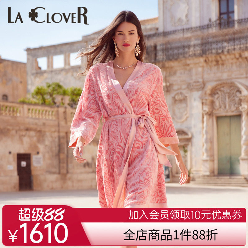 【新品】兰卡文盛放西西里系列睡袍睡衣女长款晨袍LC48UW1