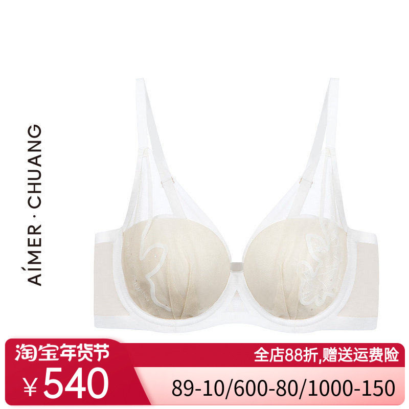 爱慕&middot;CHUANG几何4内衣女薄模杯大罩杯大胸显小洞洞文胸CA111181