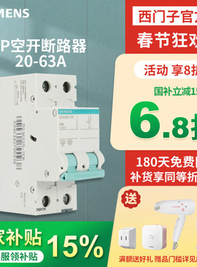 西门子空气开关正版家用断路器真空电闸照明总闸2P25A32A40A63A
