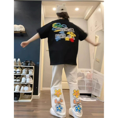 刺绣字母设计感短袖T恤女宽松