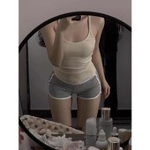 女夏季 修身 显瘦高腰纯欲风辣妹打底短裤 撞色拼接真理裤 居家休闲裤