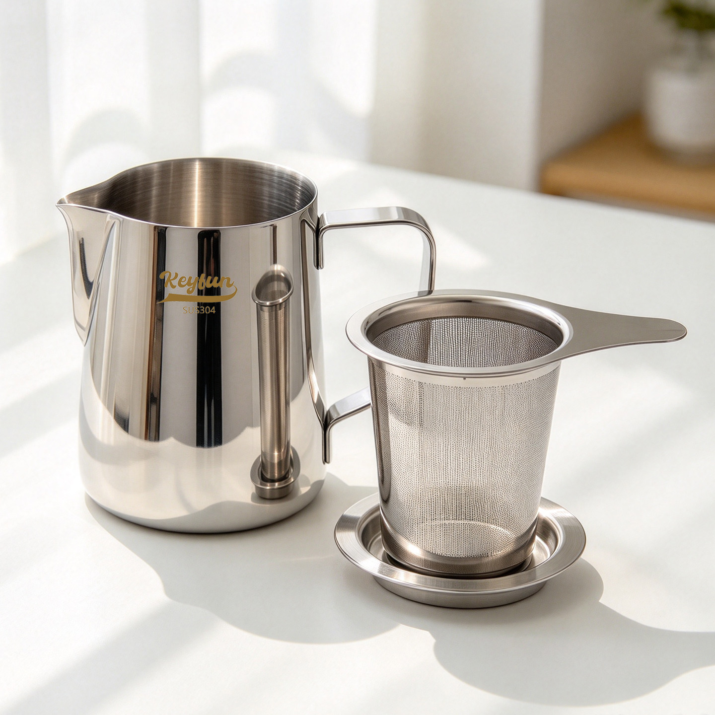 户外316L不锈钢泡茶壶