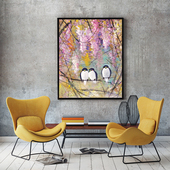 客厅玄关书房家居装 林风眠 群鸟憩息图DIY大画王数字油画中式 饰画