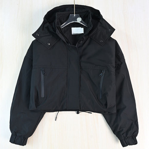 思琪女装2512/29 时尚简约防风防泼水连帽夹棉短款休闲棉服外套