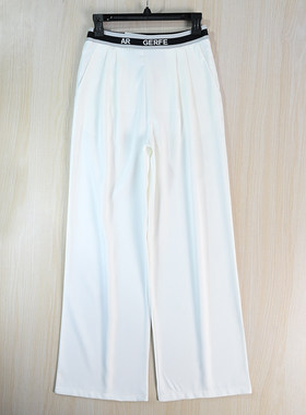 思琪女装261/8美系K清凉丝滑弹力字母松紧高腰宽松直筒休闲长裤