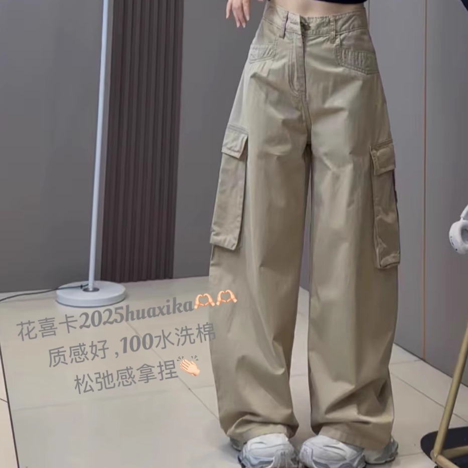 美式复古工装裤多口袋牛仔裤
