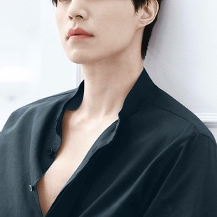 黑色小立领衬衫李栋旭同款流行时尚长袖衬衣单排扣简约纯色衬衣男