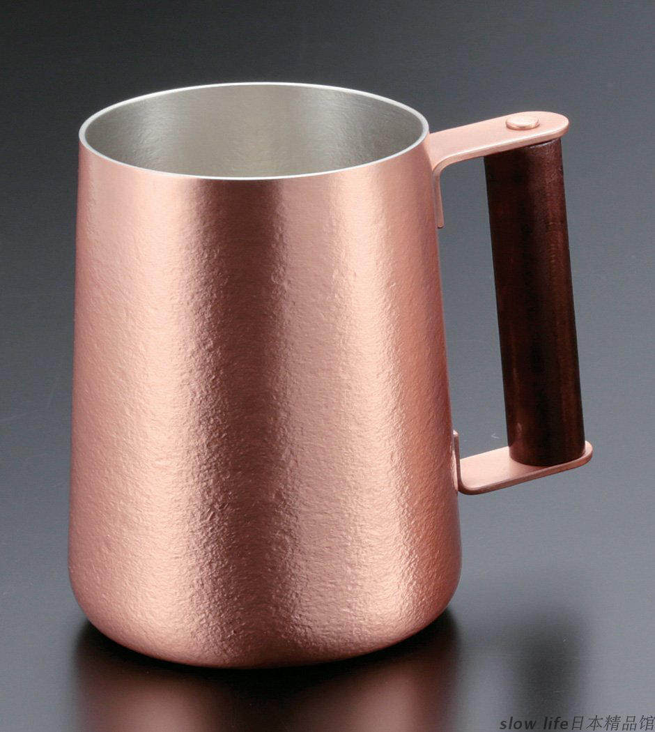 现货日本进口kakuse铜杯木柄纯铜水杯茶杯日式手工铜茶杯