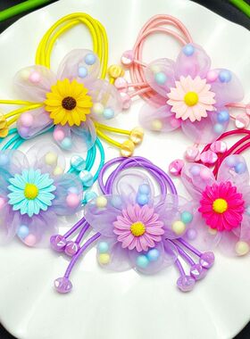 紫色系小女孩儿童皮筋儿童皮筋儿扎头发新款爆款儿童花朵头绳头花