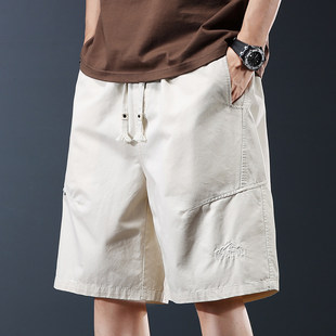 高级感美式复古高端山系休闲运动短裤男夏季薄款宽松大码五分裤