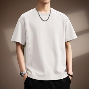 短款重磅上衣短袖t恤男2025夏季新款不规则高级宽松男士半袖体恤