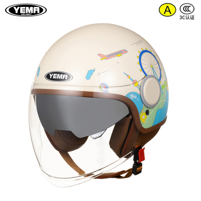 野马双镜片秋冬半盔内置镀银镜片