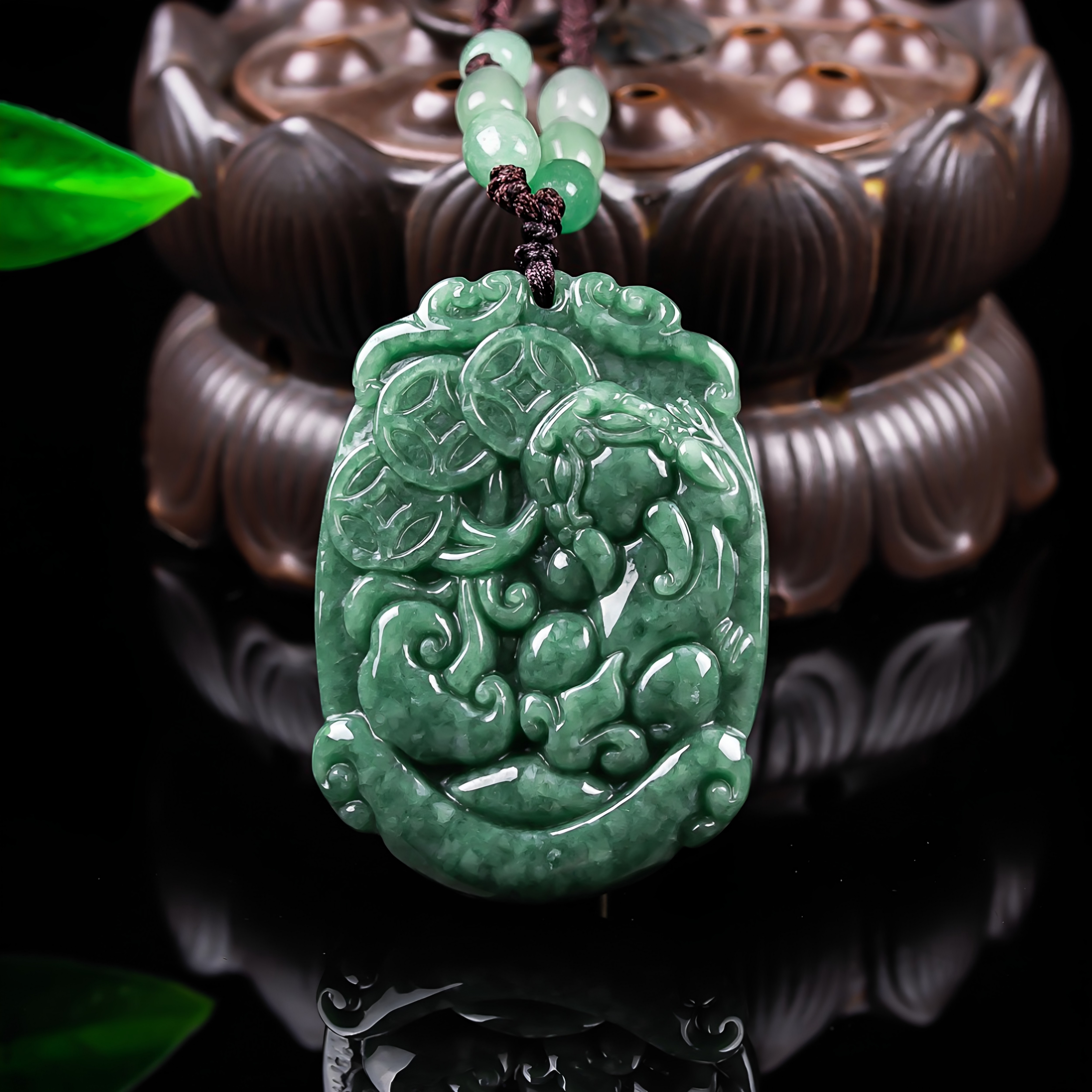 天然翡翠貔貅吊坠 油青种招财进宝玉佩 男女款玉石挂件项链带证书