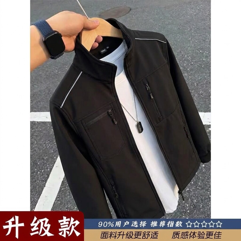 情侣款美式复古机车防风立领夹克