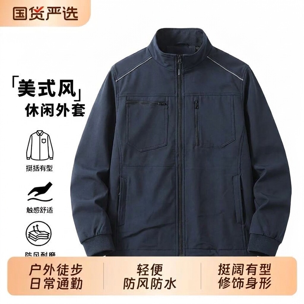 YKK拉链防风防水软壳夹克男
