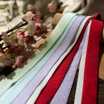 汉服发带真丝暗纹长款100%桑蚕丝桑波缎古风发饰束发飘带高端丝巾