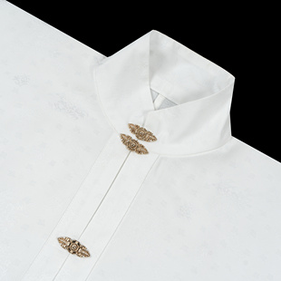 明制汉服原创女春夏款提花暗纹配马面裙上衣白色立领对襟窄袖短衫