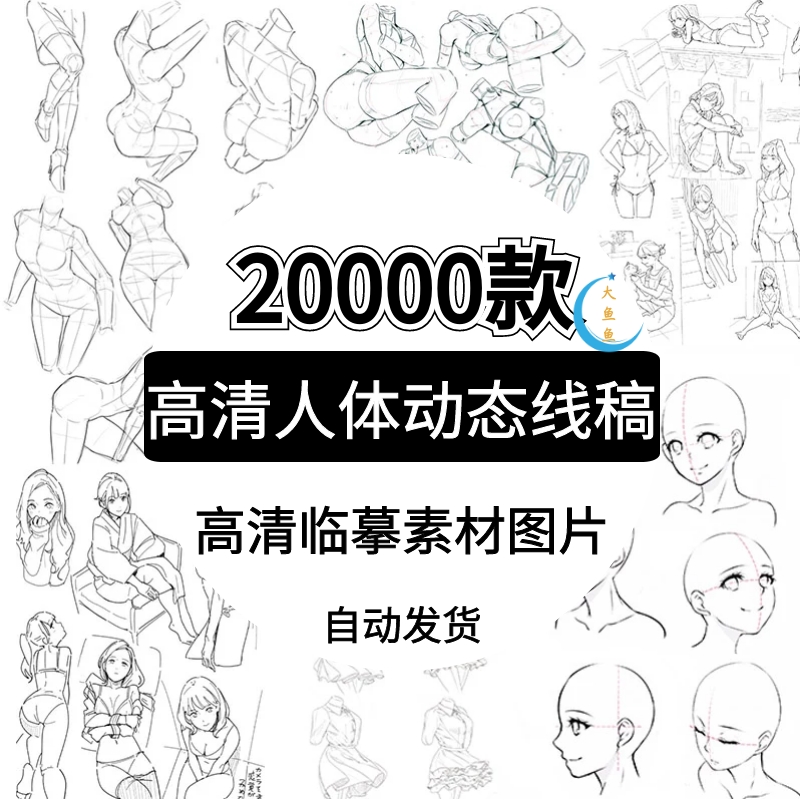 人体线稿临摹素材结构图人物动漫动态电子版练习速写图片漫画手绘